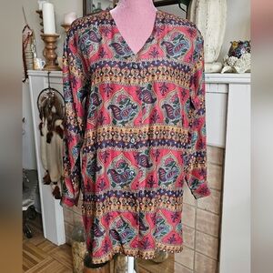 Vintage Two Roads 💯% Silk Tunic. Paisley Silk Tunic.